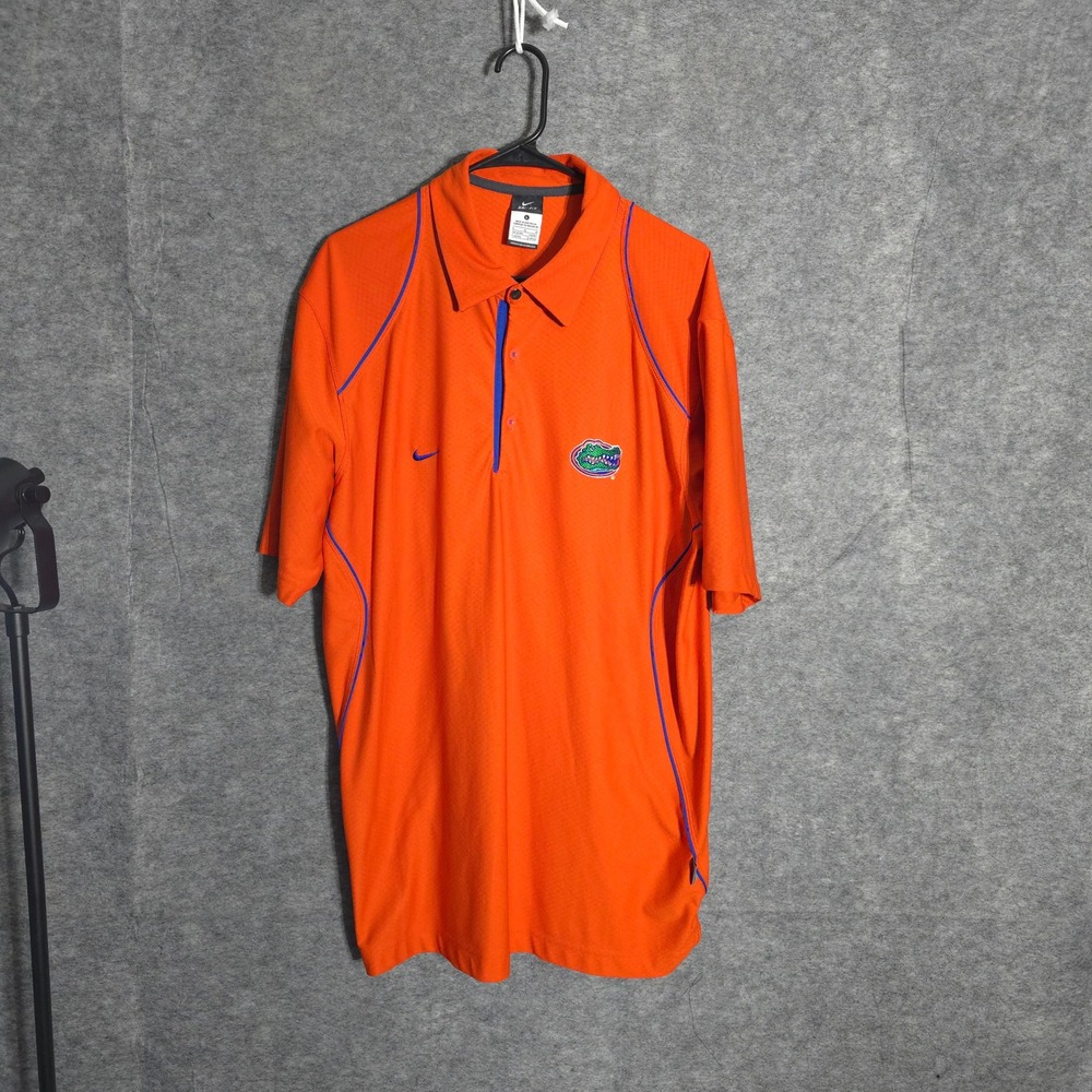 Nike Florida Gators Polo Mens Large Orange Dri-FIT Sideline Textured 22698X-FG4
